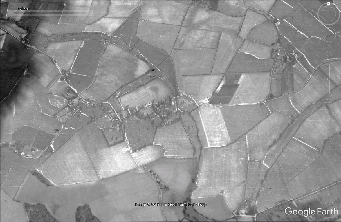 aerial photo of Great Bradley from 1946