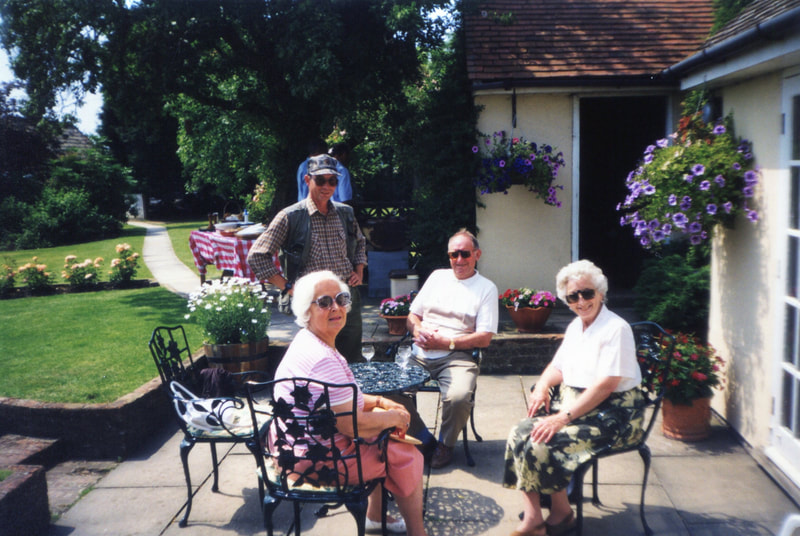 group round a garden table