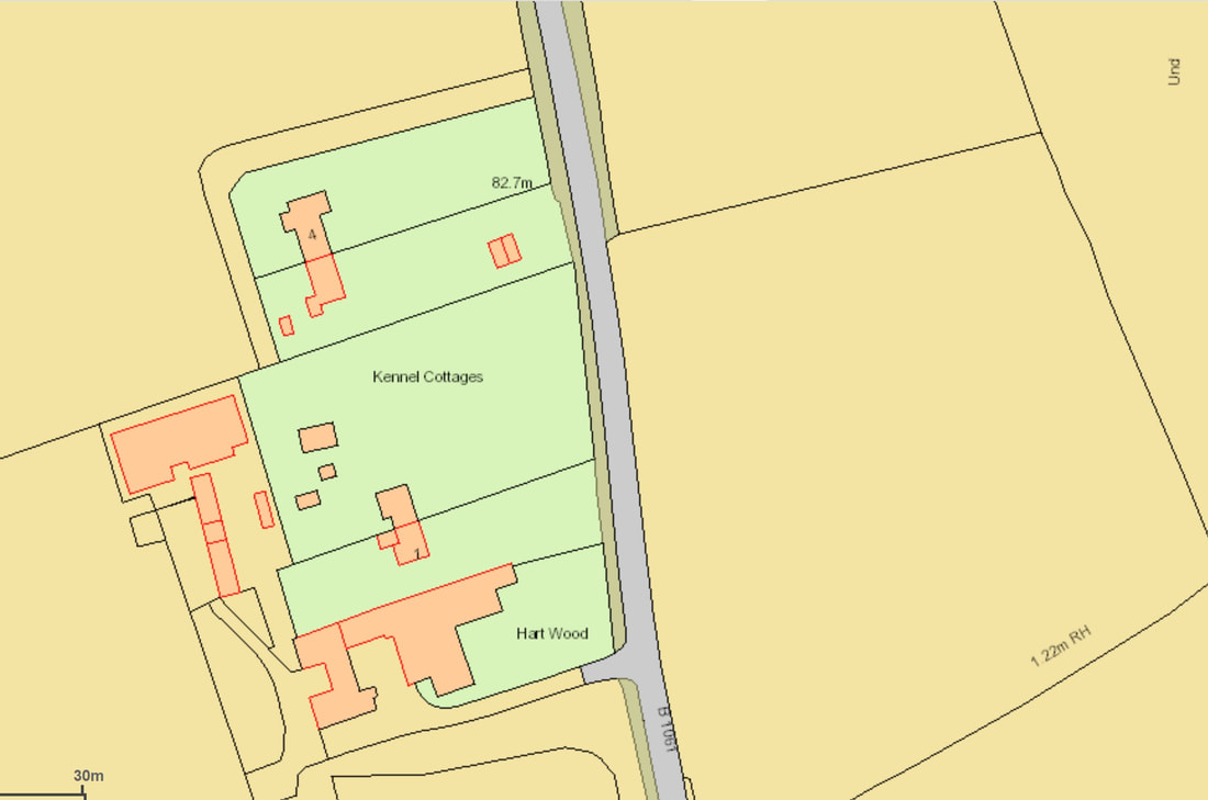 map showing location of Kennel Cottages