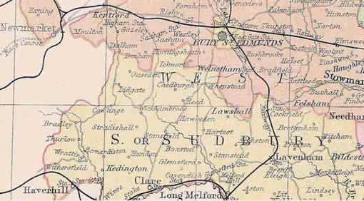 1895 map of West Suffolk