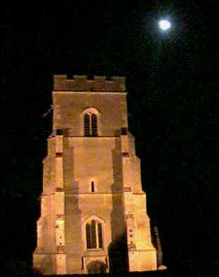 church tower at night