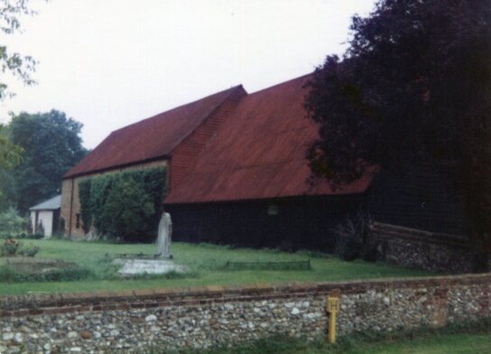 church wall and barn