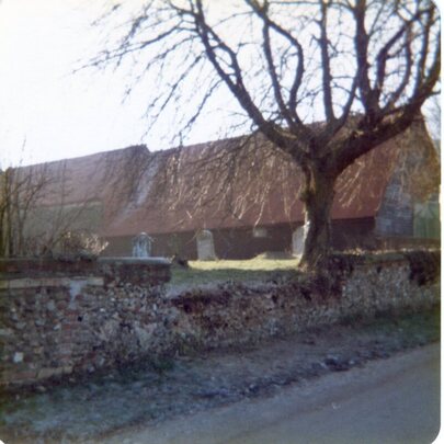 church barn and wall