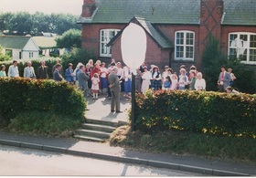People outside village hall