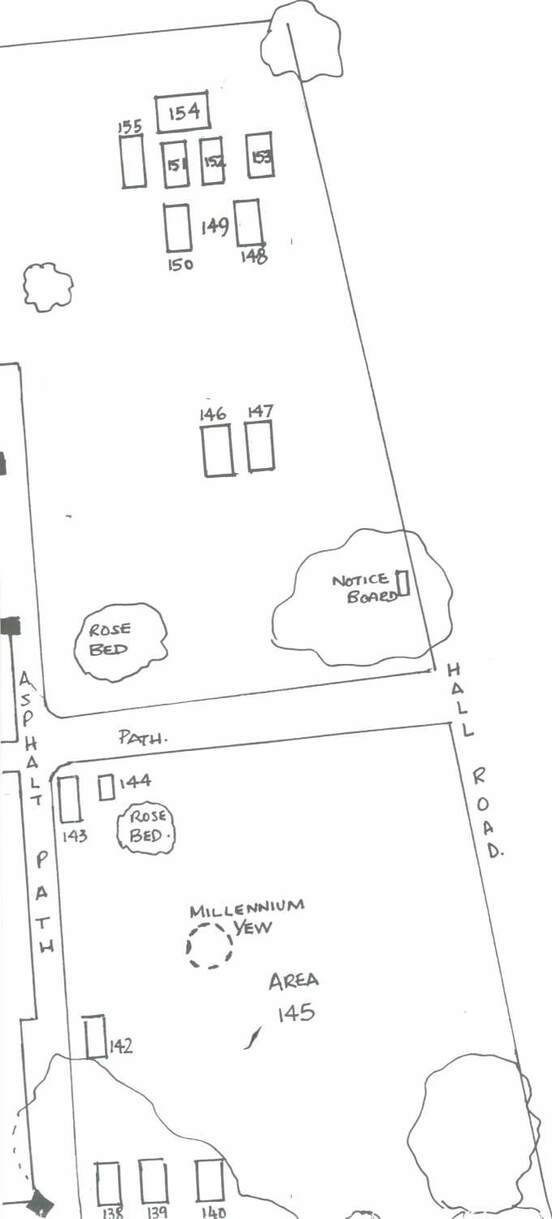 plan of NW corner of churchyard